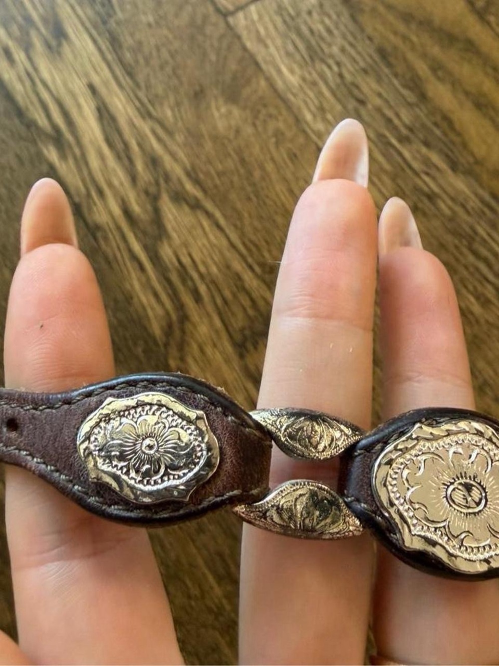 Vintage Brown Leather Bracelet with Silver Details - Picture 7 of 8